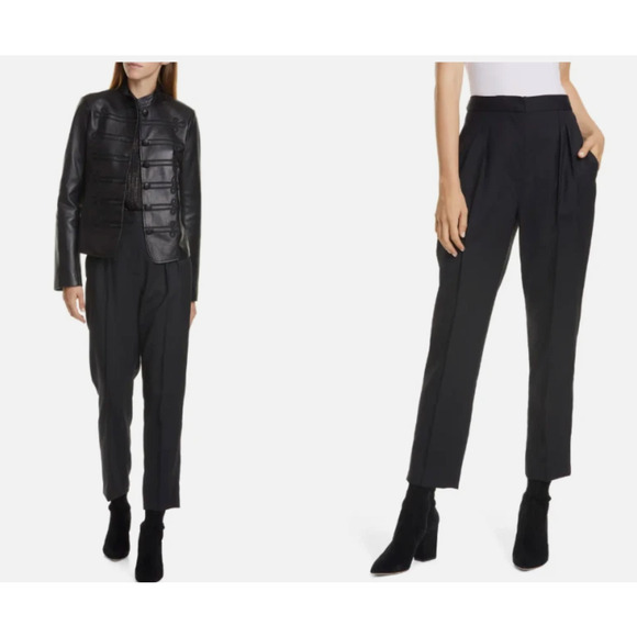 NWT! Nili Lotan 6 Lia Stretch Wool Dress Pants Adjustable Waist Cropped Black - Picture 5 of 5